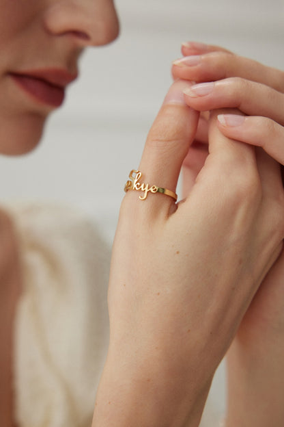 Ring with Customed Letters By Essimora