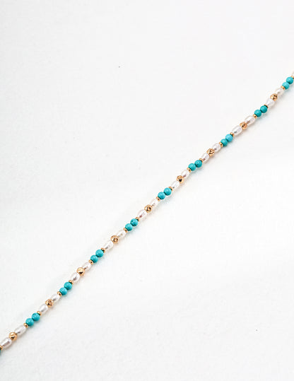 Turquoise with Pearl Necklace By Essimora