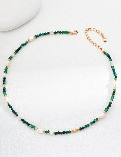 Malachite with Pearl Necklace By Essimora