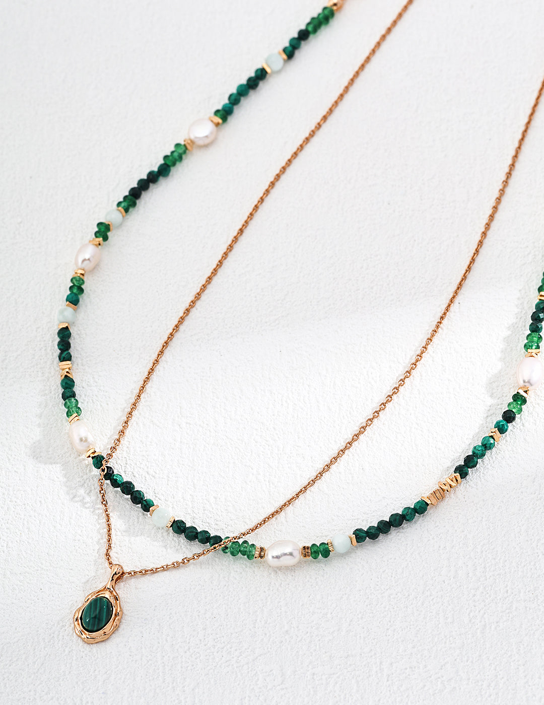 Malachite with Pearl Necklace By Essimora