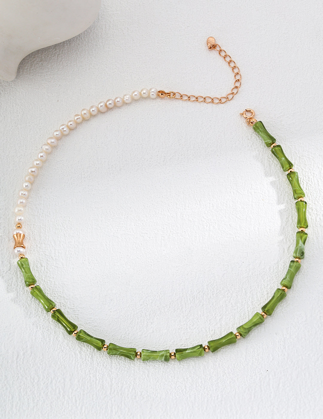 Bamboo Resin Stone Pearl Necklace By Essimoras