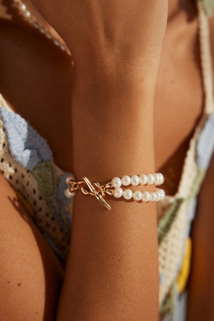 Double Layer Simple Pearl Bracelets By Essimora