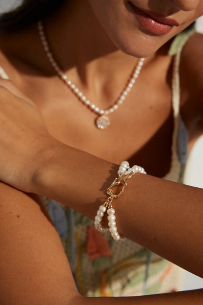 Double Layer Simple Pearl Bracelets By Essimora