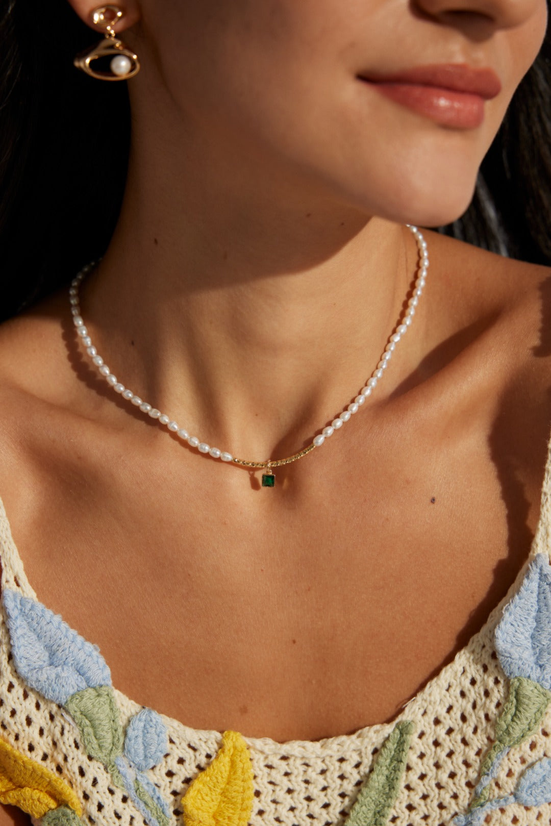 Elegant Pearl with Zirconia Necklace By Essimora