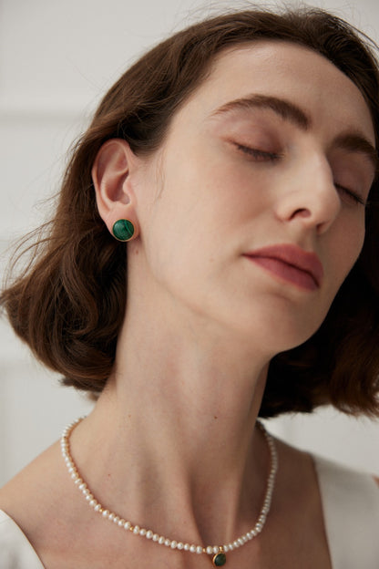 Chic Malachite Stud Earring By Essimora