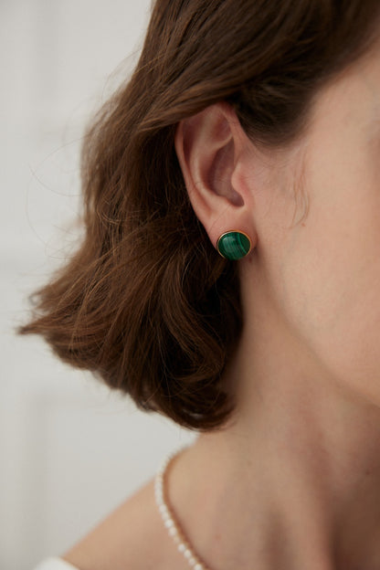 Chic Malachite Stud Earring By Essimora