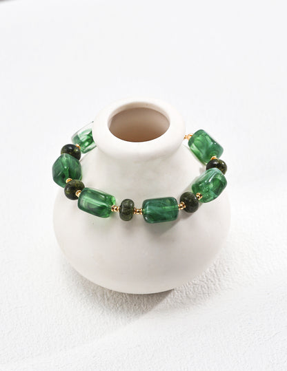 Green Resin Stone Bracelet By Essimora