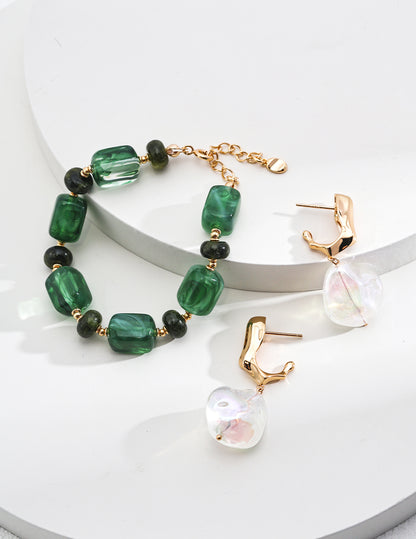 Green Resin Stone Bracelet By Essimora